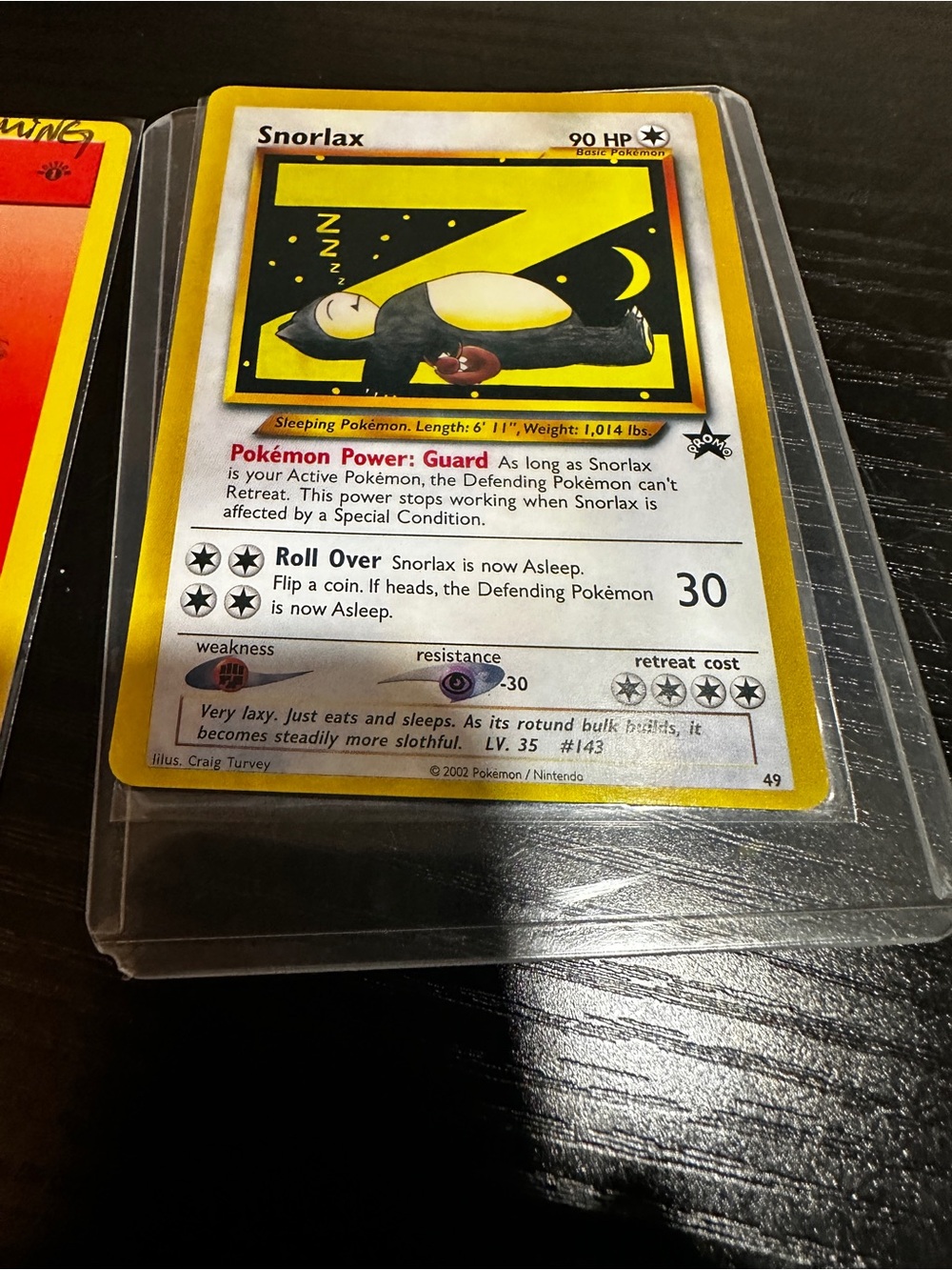 Pokemon Snorlax Card with Eevee Zzz Rare NM Fanmade Card.